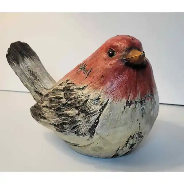 Large Resin House Finch Bird Looks like Wood 6"H x 8.25"L