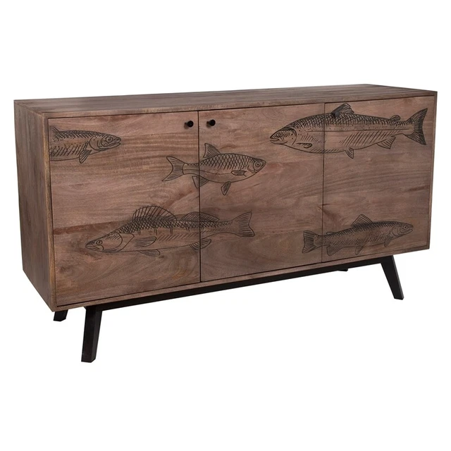 Porter Designs Fish Solid Wood Sideboard - Gray
