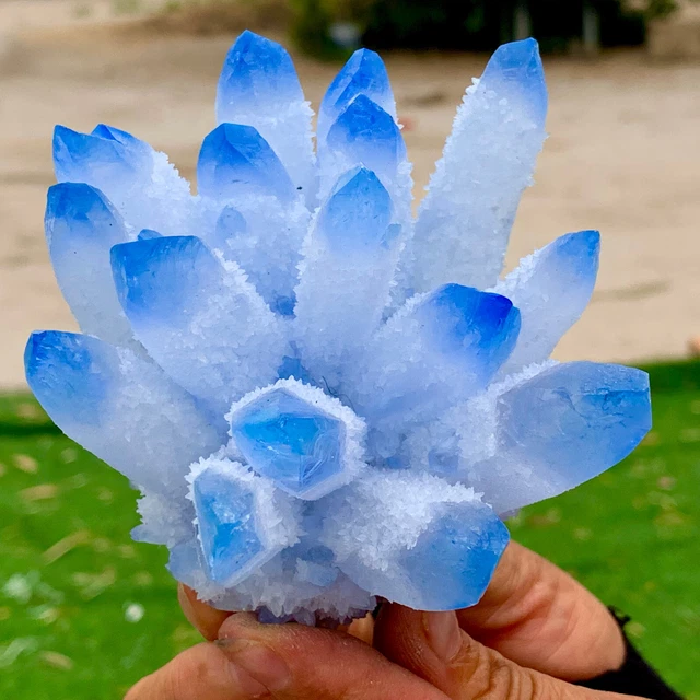 403G New Find sky blue Phantom Quartz Crystal Cluster Mineral Specimen Healing