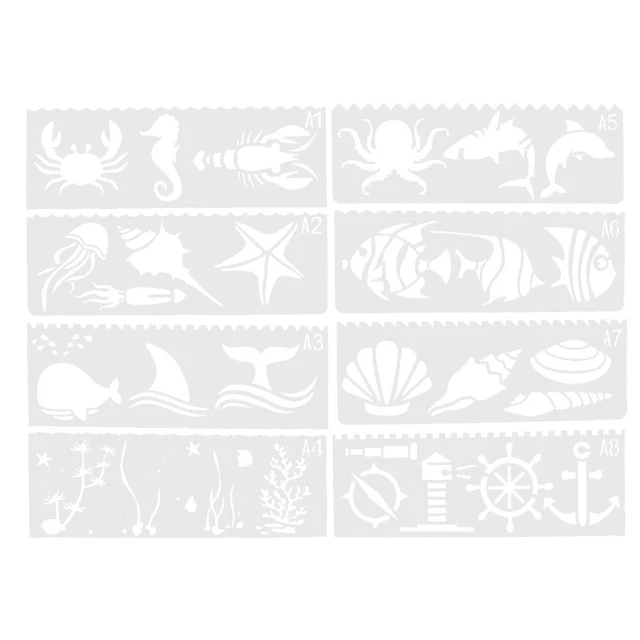 6 Sets Wall Painting Template Ocean Animal Stencils Hollow Child Painted Aldult