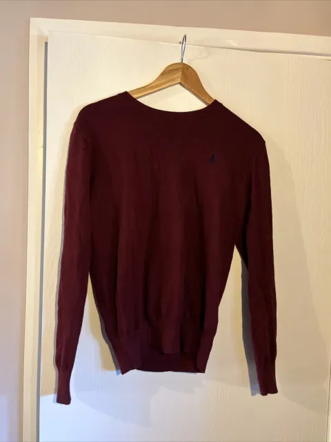 Jumper Polo Para Niños Ralph Lauren Edad 14-16 Años Burgandy Cuello En V Fino 176Cm