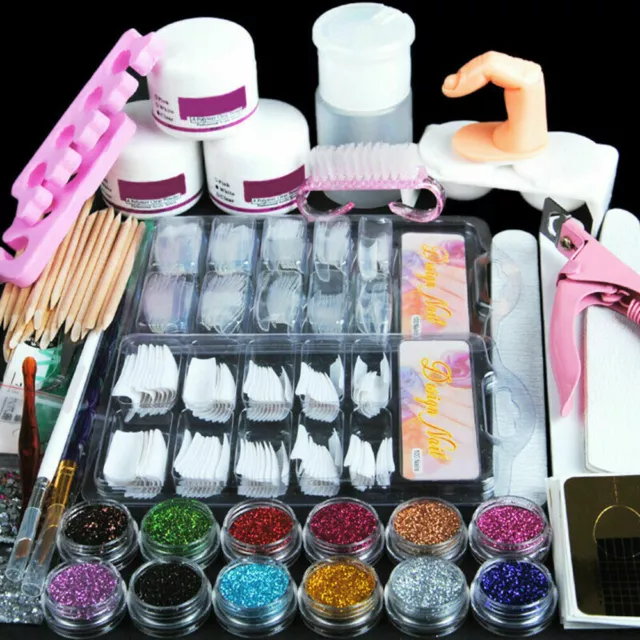 1 Set Full Acrylic Powder Nail Art Tool Set Tips Manicure Brush Tool Kit Women