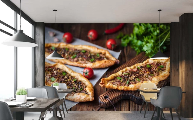 Papier Peint Panoramique 3D Pour Commerce – Design Image De Grill Kebab Shop – Rouleau Autocollant