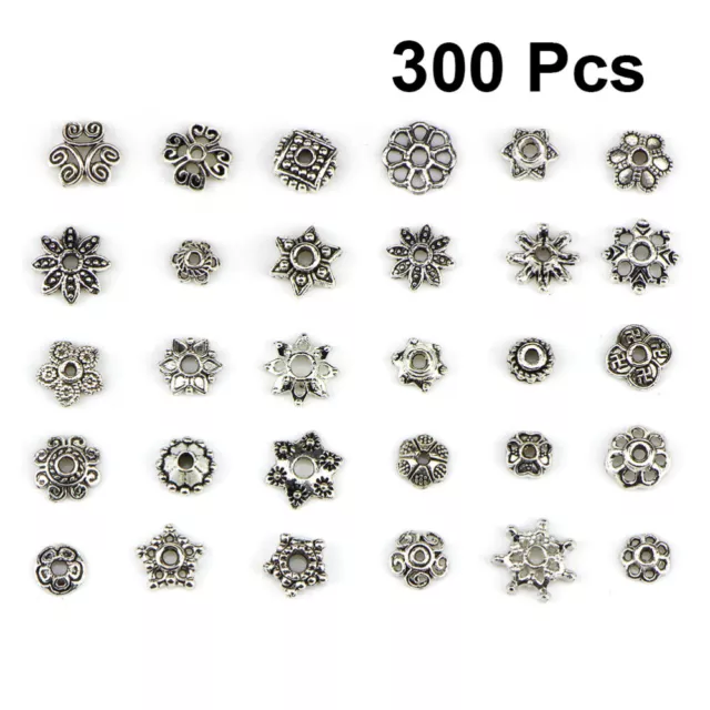 300pcs Loose Beads Bracelets Silver Spacer Beads Tibetan Beads