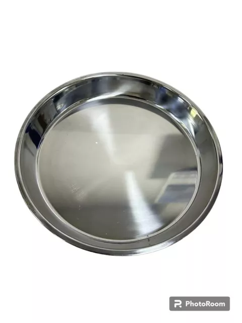 2x LARGE Stainless Steel Round Serving Tray Indian Thali Platter Dish Food Plate