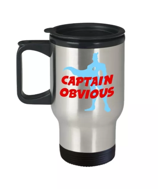 Captain Obvious Travel Mug - Funny Tea Hot Cocoa Coffee Insulated Tumbler -...