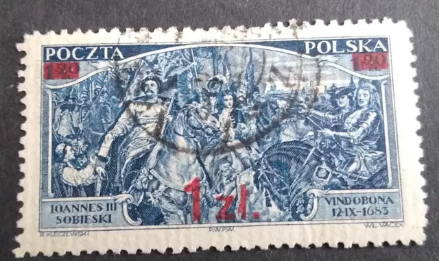POLAND 1934 SG305 SURCHARGE 1z On1z20 Blue/Cream, LIB OF VIENNA.Nice Used Stamp.