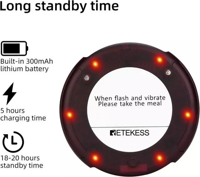 Retekess Restaurant Pager 20 Coaster Buzzer Receiver Paging Wasserdichtes System 2