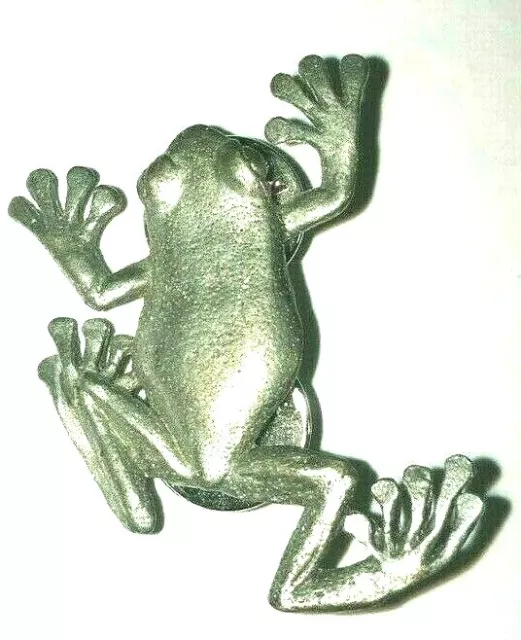 Tree Frog Pewter Brooch  G G Harris Signed 1994 Pin Back