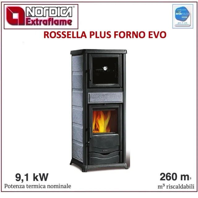 La Nordica Rossella Plus Forno Evo Stufa Legna Pietra Naturale 9.1 Kw 7112388