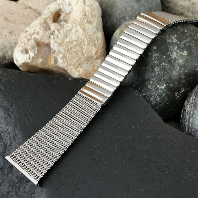rare 19mm JB Champion Stainless Steel Mesh nos 1960s Vintage Watch Band