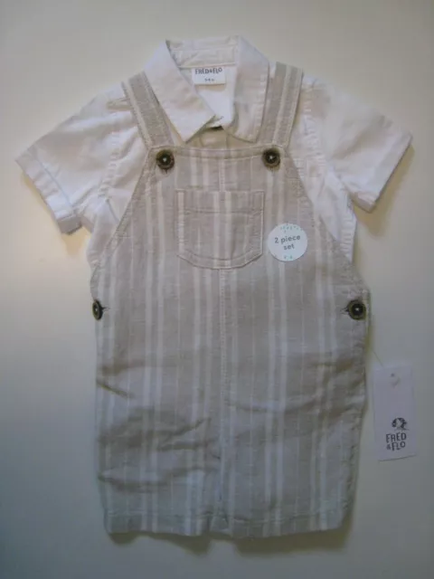 Bnwt F&F Baby Boys Smart Shirt & Dungarees - 2 Piece Outfit Set - 3-6 Months