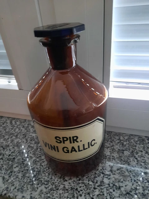 Alte Enghals - Flasche aus Apotheke Schliffstopfen 1 Liter@ kleine Beschädigung