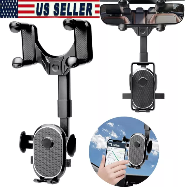 Universal 360 Rotation Car Rear View Mirror Mount Stand GPS Cell Phone Holder US