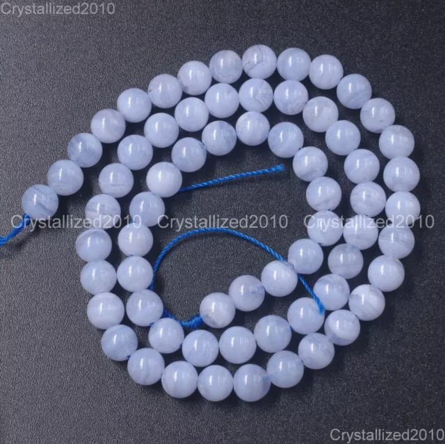 AAA Natural Chalcedony Blue Lace Agate Purple Round Beads 4mm 6mm 8mm 10mm 15.5"