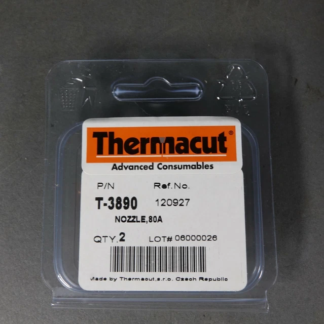 Thermacut Plasma Cutter Part 120927  T-3890 Nozzle, 80A  Qty. 2