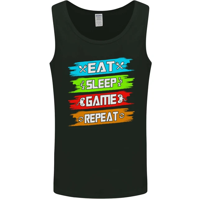 Eat Sleep Game Funny Gamer Gamming Mens Vest Tank Top