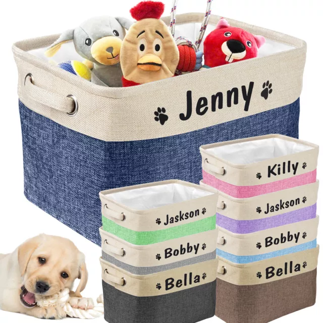 Pet Toy Basket Storage Personalised Custom Name ID Bag Dog Cat Accessory Carrier