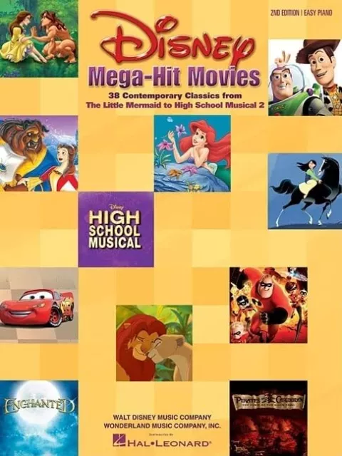 "Disney" Mega Hit Movies: For Easy Piano 2nd Edition by Various Paperback Book