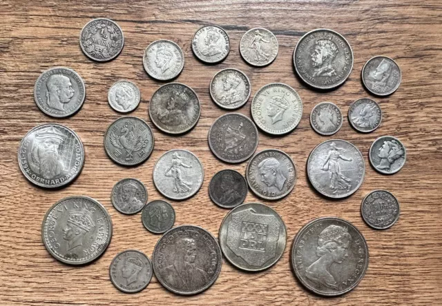 World Lots Od Silver Coins Scrap Or Collect