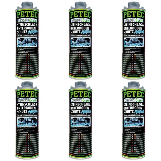 6 x Petec anticassa e protezione sottoscocca base acqua grigio scuro 1L 73710
