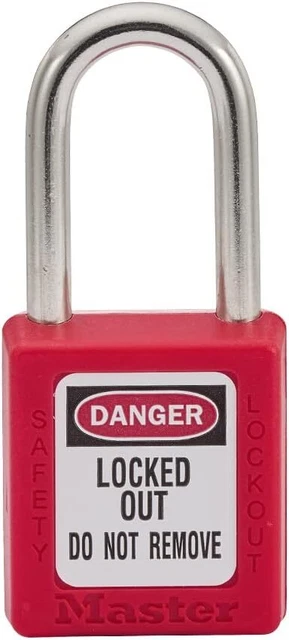 Master Lock Sicurezza M/Blocco Blocco Blocco-ROSSO 410ROSSO, 9,4 cm x 4,7 cm x 2,7 cm
