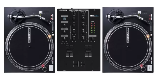 Reloop DJ RMX-10 BT DJ Mixer im Set mit 2 x RP-4000 MK2 Black Turntables