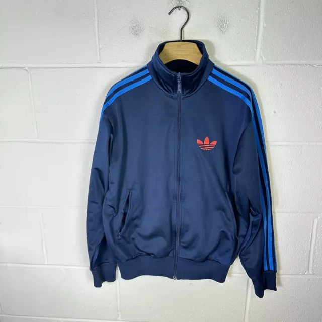 Adidas Jacket Mens Small Blue Red Firebird Trefoil Originals Retro Y2K Stripe