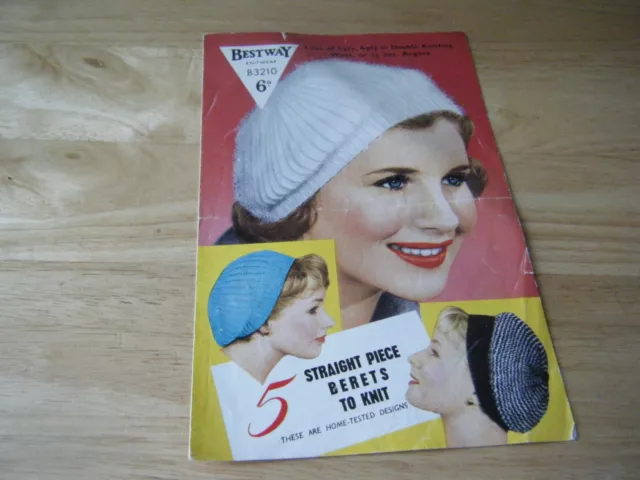 Vintage Strickmuster, Damen Baskenmützen, Bestway B3210