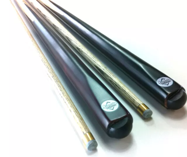 WOODEN POOL SNOOKER BILLIARD CUE SET 2x Cues ASH PRO with 10mm Glue Tips   .