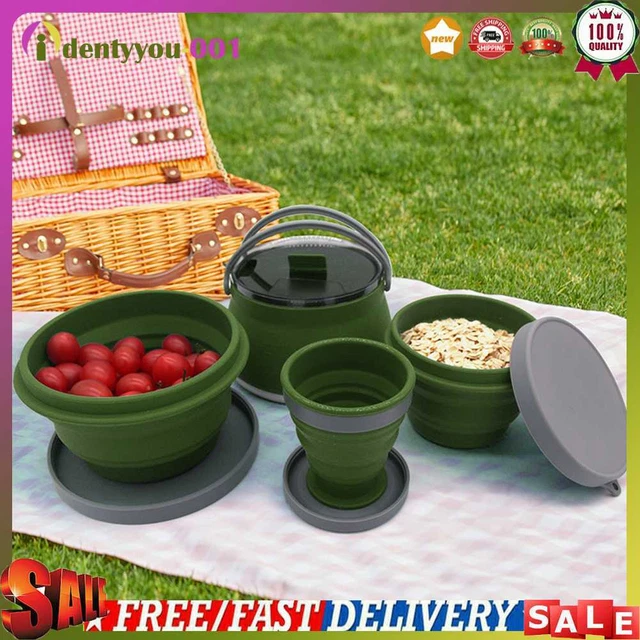 Portable Mini Folding Cup Bowl Set with Handle Tableware Tool Household Supplies
