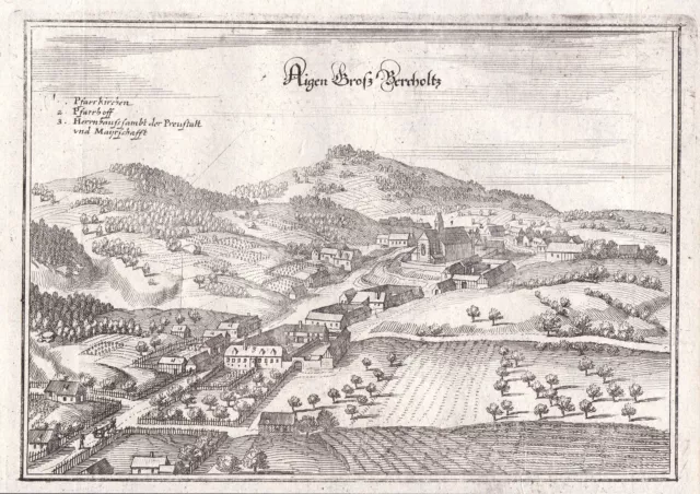 ca. 1650 Bad Großpertholz Gesamtansicht Ansicht Kupferstich antique print Merian