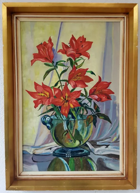 Wunderschönes altes Ölgemälde mit Rahmen Malerei Oil Painting Stillleben Blumen