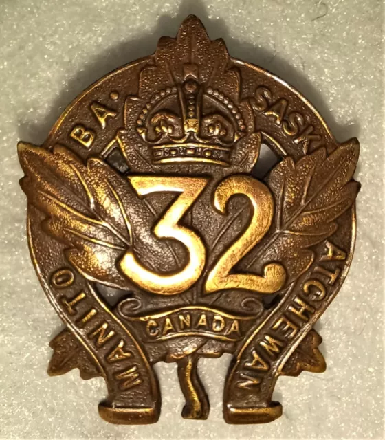 CEF - Canadian 32nd Battalion (Manitoba / Saskatchewan) Collar Badge from WW1