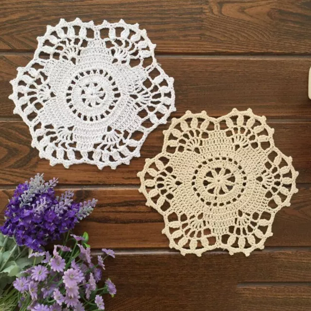 4Pcs Vintage Hand Crochet Cotton Lace Doilies Table Mats Flower Coasters 18cm