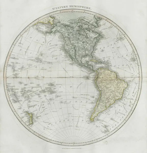 "Western hemisphere". North & South America. Polynesia. THOMSON 1830 old map