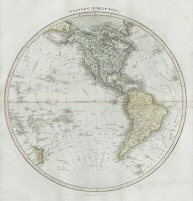 "Western hemisphere". North & South America. Polynesia. THOMSON 1830 old map