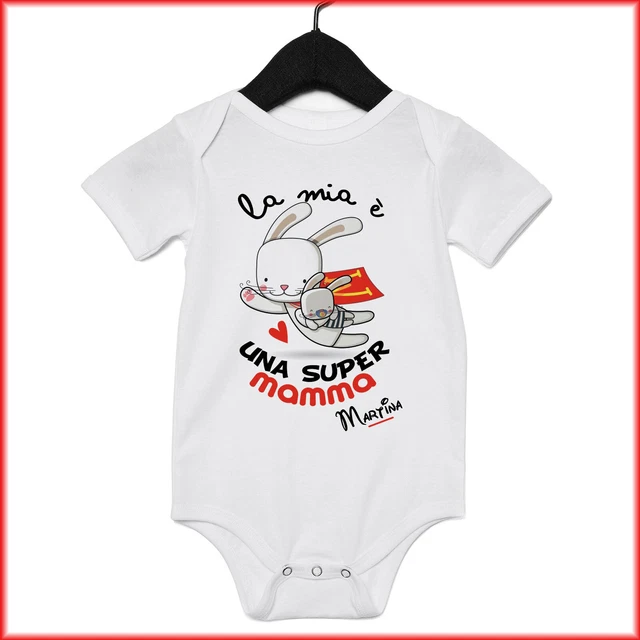 Body Neonato da Bimbo Bambino Mamma Festa Regalo Personalizzato con Nome Figlio