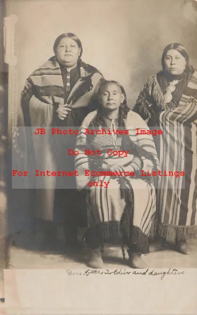 Native American Sioux Indians, RPPC, Studio Shot,Little Soldier Wife & Daughters