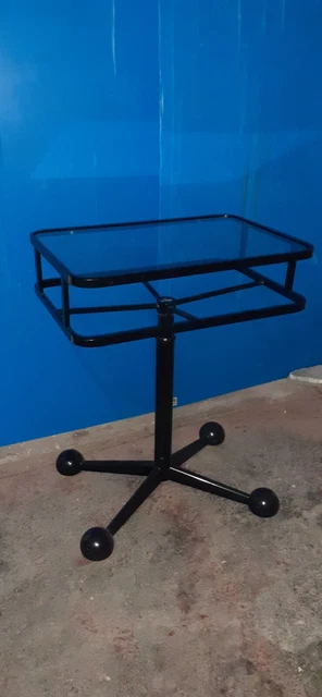 Tavolino ALLEGRI PARMA cart sidetable with wheels design, anni 80, Italia