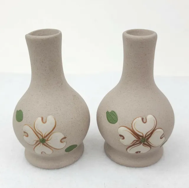 Vtg Pigeon Forge Pottery Bud Vase Green Dogwood Blossom Flower Tennessee