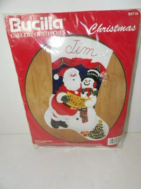 Bucilla Santa & Snowman Felt Applique Christmas Stocking w/ Sequins Kit #32710