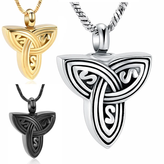 Celtic Triangle Cremation Pendant Small Urns For Ashes Keepsake Urn Necklace