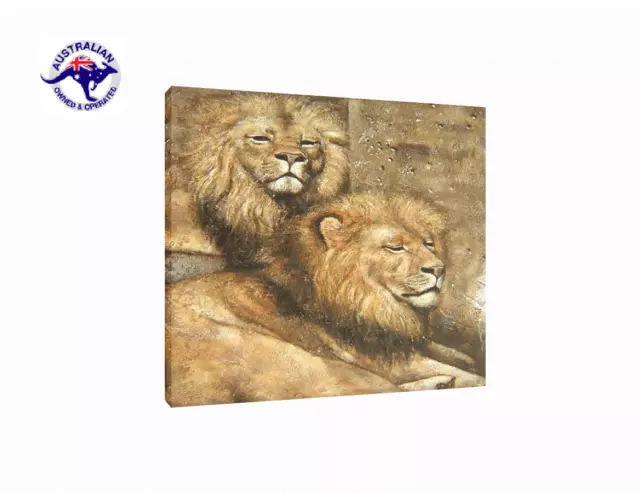 Ready To Hang Canvas Wall Art Oil Painting Modern Decor Hand Painted Lion Animal