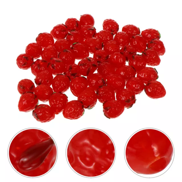 50 Pcs Erdbeer Lose Perlen Perlenstickerei Glas DIY Liefert