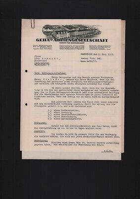 GEHA AG Fabrik für Büro-Bedarf Geha-Trumpf-Garantie-Schabl geha HANNOVER Brief 1929 