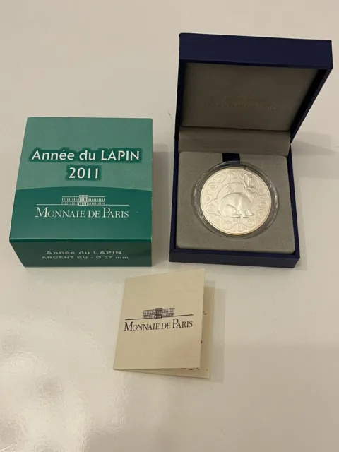 Coffret Pièce De 5 Euros Argent France 2011 Année Du Lapin Tirage 10000 Ex