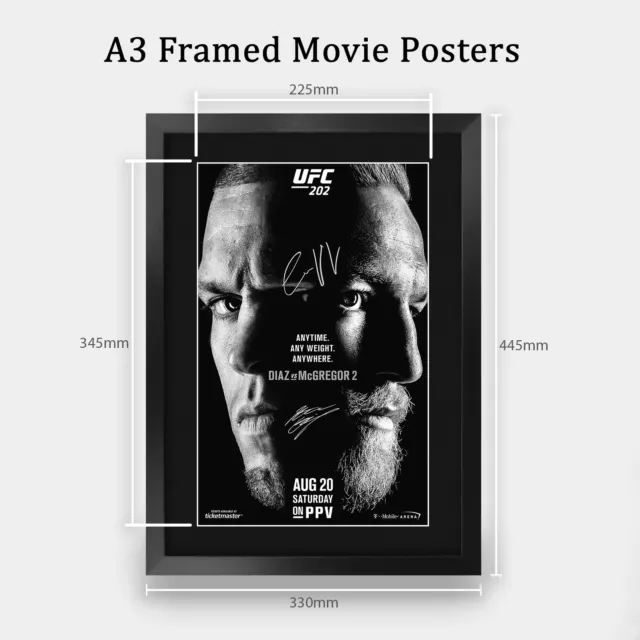 UFC 202 A3 Framed Conor McGregor Nate Diaz Poster Signed Autograph for UFC Fans 2