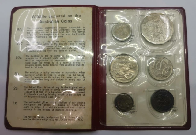 1973 Australia Mint Set 6 Coins in Red Wallet KM MS6