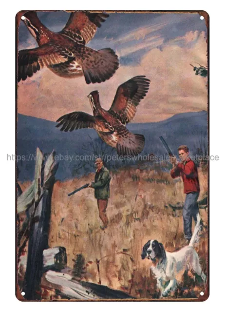 1958 quail hunting rigle English setter dog metal tin sign  outdoor signs